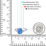 Art Deco Emerald Cut Wedding Bridal Ring Round Simulated Cubic Zirconia 925 Sterling Silver