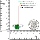 Art Deco Emerald Cut Wedding Bridal Ring Round Simulated Cubic Zirconia 925 Sterling Silver