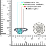 Art Deco Emerald Cut Wedding Bridal Ring Round Simulated Cubic Zirconia 925 Sterling Silver