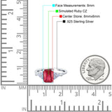 Art Deco Emerald Cut Wedding Bridal Ring Round Simulated Cubic Zirconia 925 Sterling Silver