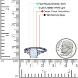 Art Deco Emerald Cut Wedding Bridal Ring Round Simulated Cubic Zirconia 925 Sterling Silver