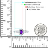Halo Vintage Floral Art Deco Wedding Bridal Ring Oval Simulated Cubic Zirconia 925 Sterling Silver