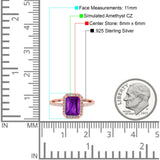 Emerald Cut Art Deco Halo Wedding Bridal Engagement Ring Round Simulated Cubic Zirconia 925 Sterling Silver