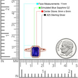 Emerald Cut Art Deco Halo Wedding Bridal Engagement Ring Round Simulated Cubic Zirconia 925 Sterling Silver