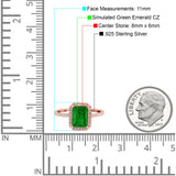 Emerald Cut Art Deco Halo Wedding Bridal Engagement Ring Round Simulated Cubic Zirconia 925 Sterling Silver