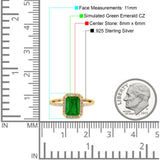 Emerald Cut Art Deco Halo Wedding Bridal Engagement Ring Round Simulated Cubic Zirconia 925 Sterling Silver