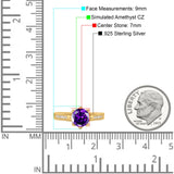 Art Deco Round Simulated CZ Engagement Ring in 925 Sterling Silver