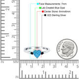 Art Deco Heart Three Stone Wedding Bridal Ring Round Black Simulated Cubic Zirconia 925 Sterling Silver
