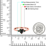 Art Deco Heart Three Stone Wedding Bridal Ring Round Green Emerald Simulated Cubic Zirconia 925 Sterling Silver