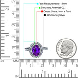 Halo Oval Art Deco Wedding Bridal Ring Band Round Simulated Cubic Zirconia 925 Sterling Silver