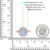 Halo Oval Art Deco Wedding Bridal Ring Band Round Simulated Cubic Zirconia 925 Sterling Silver