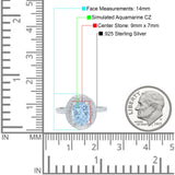 Halo Oval Art Deco Wedding Bridal Ring Band Round Simulated Cubic Zirconia 925 Sterling Silver