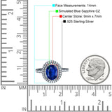 Halo Oval Art Deco Wedding Bridal Ring Band Round Simulated Cubic Zirconia 925 Sterling Silver
