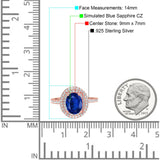 Halo Oval Art Deco Wedding Bridal Ring Band Round Simulated Cubic Zirconia 925 Sterling Silver