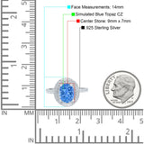 Halo Oval Art Deco Wedding Bridal Ring Band Round Simulated Cubic Zirconia 925 Sterling Silver