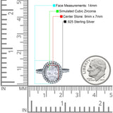 Halo Oval Art Deco Wedding Bridal Ring Band Round Simulated Cubic Zirconia 925 Sterling Silver