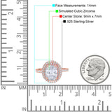 Halo Oval Art Deco Wedding Bridal Ring Band Round Simulated Cubic Zirconia 925 Sterling Silver