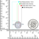 Halo Oval Art Deco Wedding Bridal Ring Band Round Simulated Cubic Zirconia 925 Sterling Silver