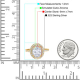 Halo Oval Art Deco Wedding Bridal Ring Band Round Simulated Cubic Zirconia 925 Sterling Silver