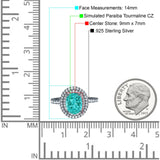 Halo Oval Art Deco Wedding Bridal Ring Band Round Simulated Cubic Zirconia 925 Sterling Silver