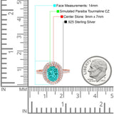 Halo Oval Art Deco Wedding Bridal Ring Band Round Simulated Cubic Zirconia 925 Sterling Silver