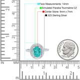 Halo Oval Art Deco Wedding Bridal Ring Band Round Simulated Cubic Zirconia 925 Sterling Silver