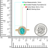 Halo Oval Art Deco Wedding Bridal Ring Band Round Simulated Cubic Zirconia 925 Sterling Silver