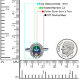 Halo Oval Art Deco Wedding Bridal Ring Band Round Simulated Cubic Zirconia 925 Sterling Silver