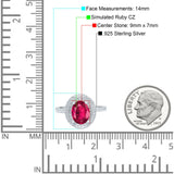 Halo Oval Art Deco Wedding Bridal Ring Band Round Simulated Cubic Zirconia 925 Sterling Silver