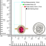 Halo Oval Art Deco Wedding Bridal Ring Band Round Simulated Cubic Zirconia 925 Sterling Silver