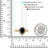 Teardrop Pear Art Deco Wedding Engagement Bridal Ring Round Simulated Cubic Zirconia 925 Sterling Silver