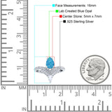 Art Deco Solitaire Accent Pear Wedding Engagement Bridal Ring Band Round Simulated Cubic Zirconia 925 Sterling Silver