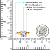 Cushion Cut Art Deco Wedding Bridal Ring Baguette Simulated Cubic Zirconia 925 Sterling Silver