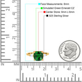 Cushion Cut Art Deco Wedding Bridal Ring Baguette Simulated Cubic Zirconia 925 Sterling Silver