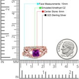 Three Piece Infinity Shank Cushion Cut Art Deco Halo Engagement Ring Round Simulated Cubic Zirconia 925 Sterling Silver