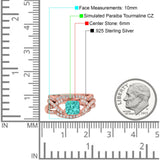 Three Piece Infinity Shank Cushion Cut Art Deco Halo Engagement Ring Round Simulated Cubic Zirconia 925 Sterling Silver