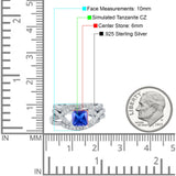Three Piece Infinity Shank Cushion Cut Art Deco Halo Engagement Ring Round Simulated Cubic Zirconia 925 Sterling Silver