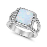 Halo Princess Shape Engagement Ring Simulated CZ 925 Sterling Silver