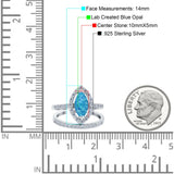 Two Piece Halo Marquise Art Deco Wedding Engagement Bridal Ring Round Simulated Cubic Zirconia 925 Sterling Silver