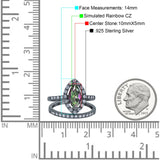 Two Piece Halo Marquise Art Deco Wedding Engagement Bridal Ring Round Simulated Cubic Zirconia 925 Sterling Silver
