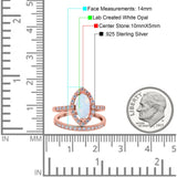 Two Piece Halo Marquise Art Deco Wedding Engagement Bridal Ring Round Simulated Cubic Zirconia 925 Sterling Silver