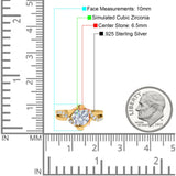 Art Deco Wedding Bridal Ring Round Simulated Cubic Zirconia 925 Sterling Silver
