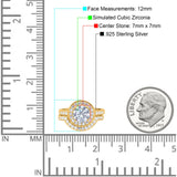 Two Piece Halo Ring Band Bridal Set Round Simulated Cubic Zirconia 925 Sterling Silver