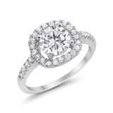Solitaire Accent Wedding Ring Round Simulated CZ 925 Sterling Silver
