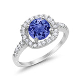 Solitaire Accent Wedding Ring Round Simulated CZ 925 Sterling Silver