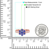 Flower Solitaire Wedding Engagement Ring Simulated Cubic Zirconia 925 Sterling Silver