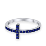 Wedding Eternity Sideways Cross Rings Simulated CZ 925 Sterling Silver