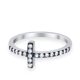 Wedding Eternity Sideways Cross Rings Simulated CZ 925 Sterling Silver