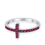 Wedding Eternity Sideways Cross Rings Simulated CZ 925 Sterling Silver