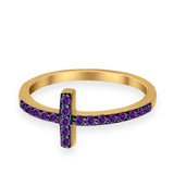 Wedding Eternity Sideways Cross Rings Simulated CZ 925 Sterling Silver